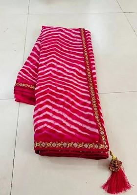 Pink Embroidered Georgette Saree Set