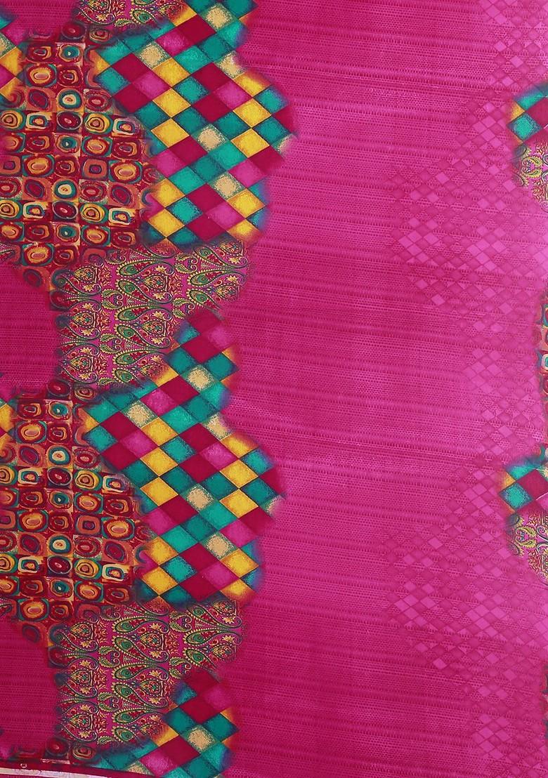 Pink Floral Georgette Saree Set (Set Of 2)