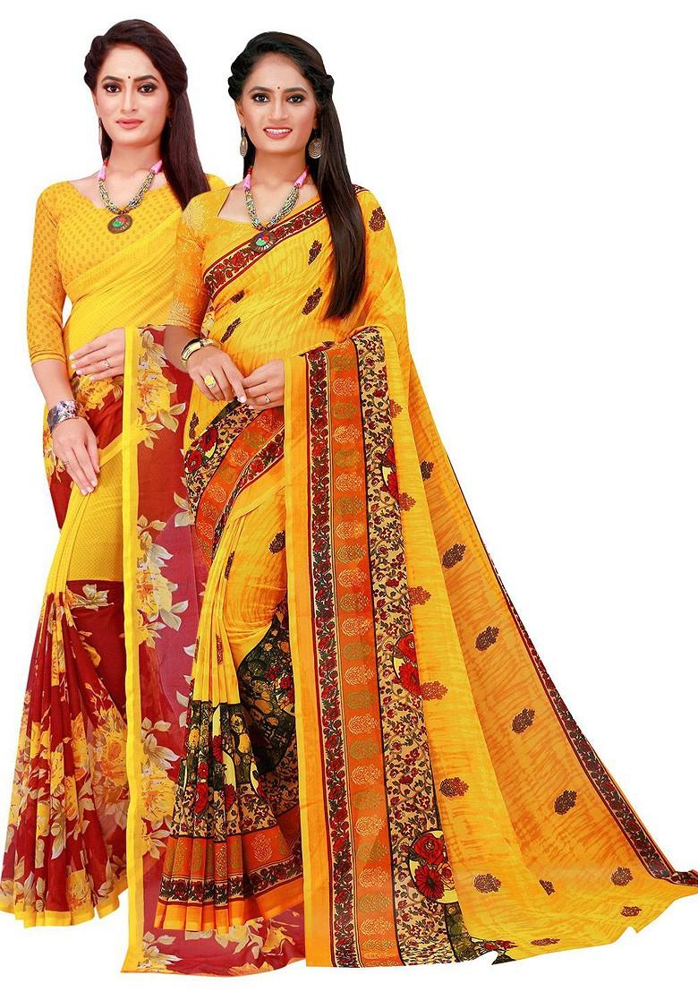 Maroon Embroidered Poly Blend Saree Set