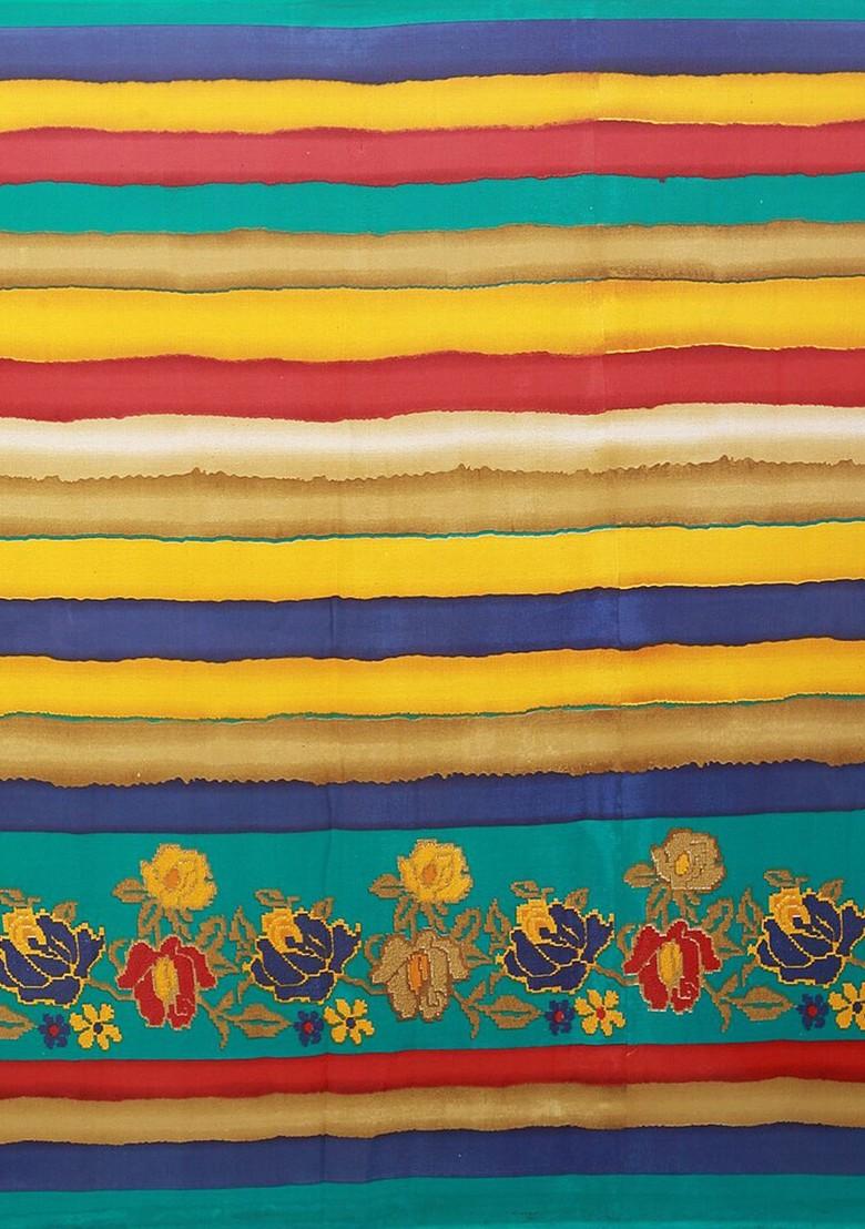 Brown Embroidered Georgette Saree Set (Set Of 2)