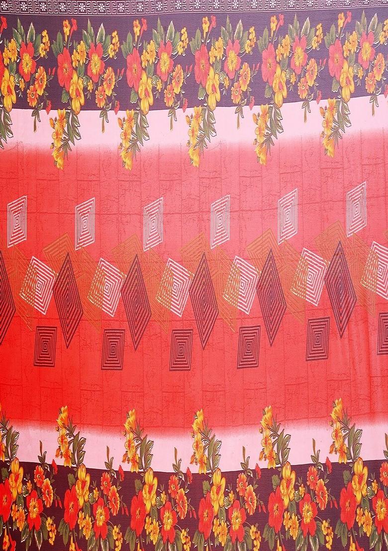 Navy Blue Embroidered Georgette Saree Set (Set Of 2)