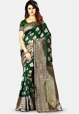 Green woven Kanjeevaram Saree Set