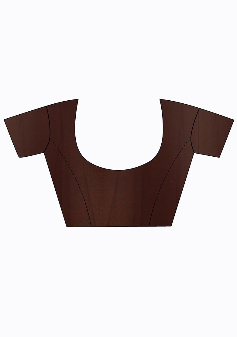 Orange Embroidered Georgette Saree Set (Set Of 2)