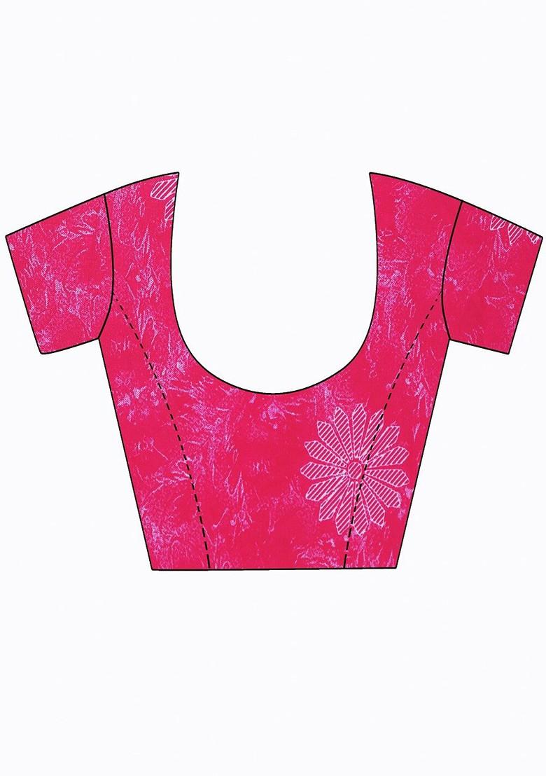 Magenta Printed Georgette Saree Set (Set Of 2)