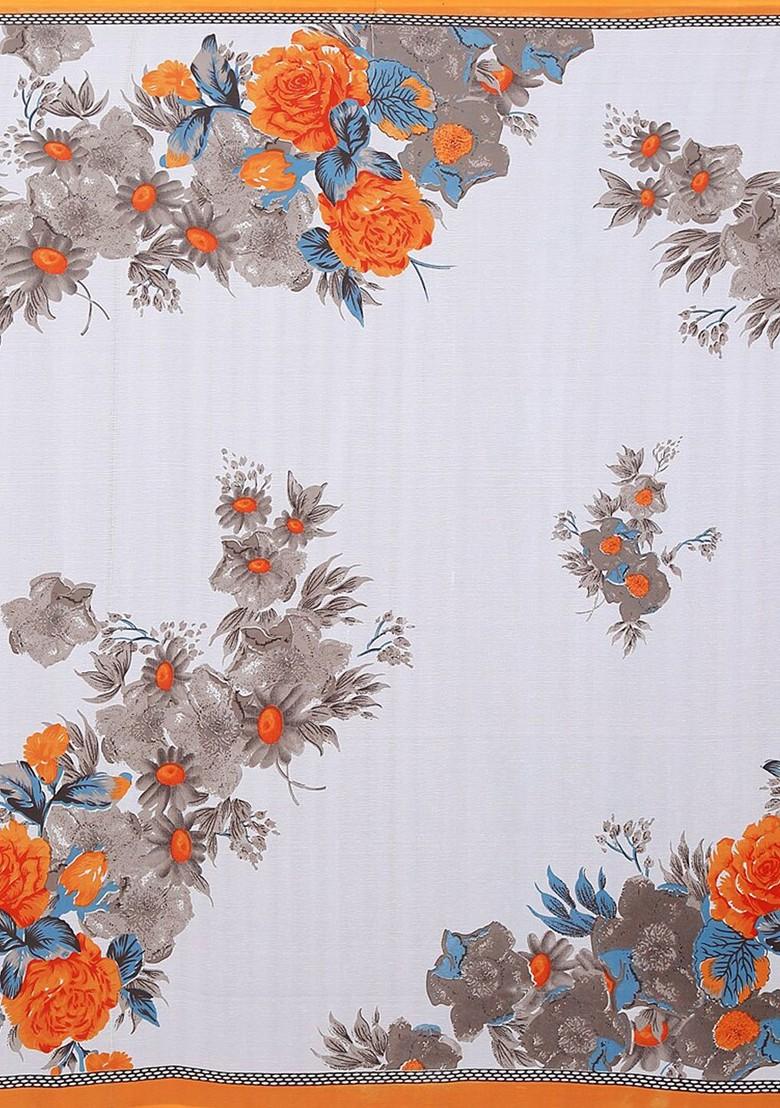 Brown Embroidered Georgette Saree Set (Set Of 2)