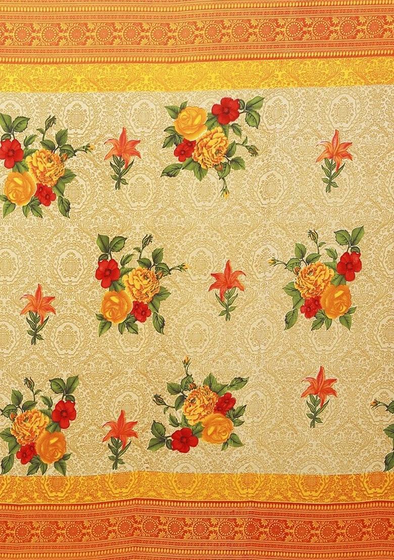 White Printed Georgette Saree Set (Set Of 2)