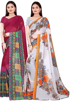 White Embroidered Georgette Saree Set