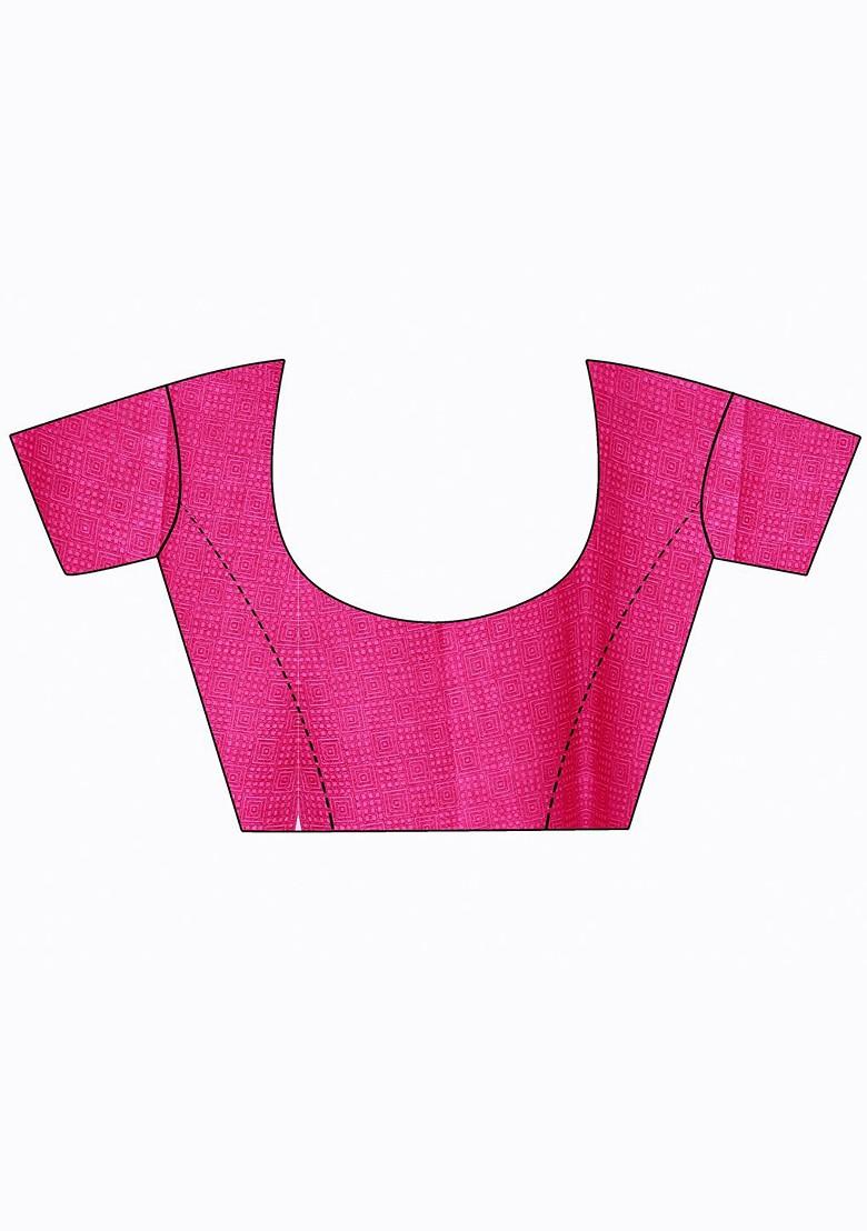 Magenta Striped Georgette Saree Set (Set Of 2)