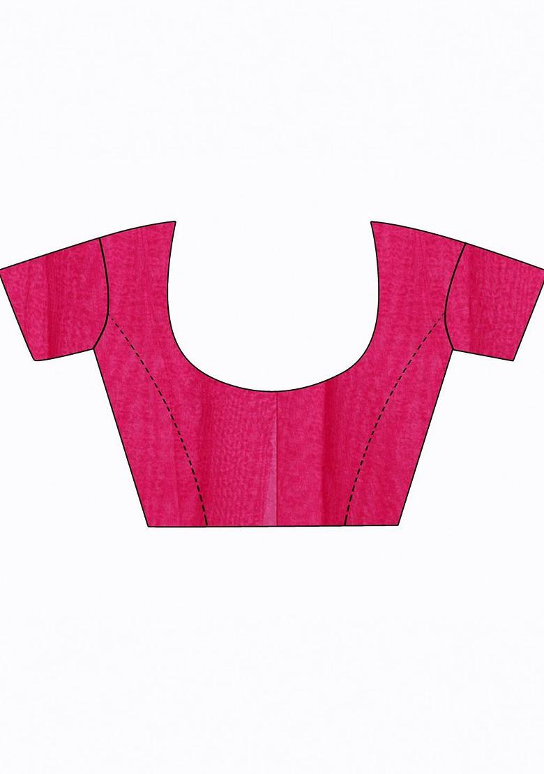 Magenta Embroidered Georgette Saree Set (Set Of 2)