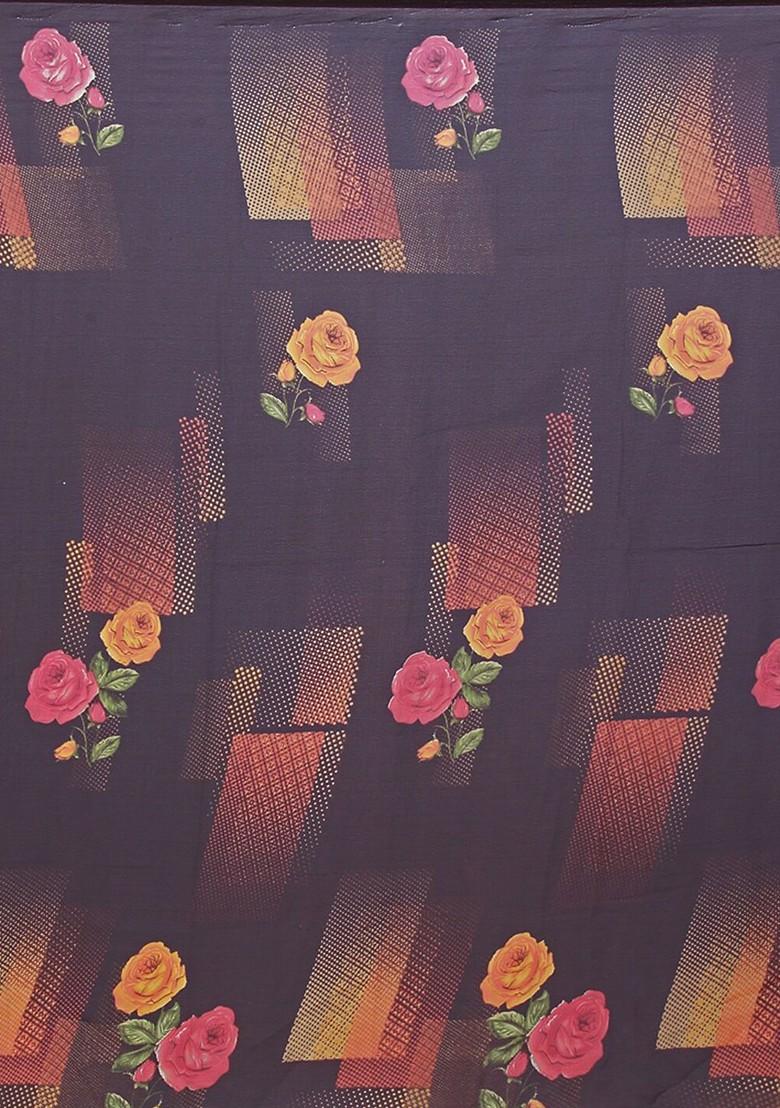 Black Embroidered Georgette Saree Set (Set Of 2)