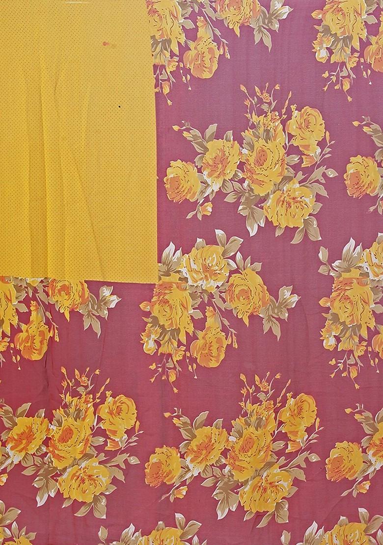 Yellow Embroidered Poly Blend Saree Set