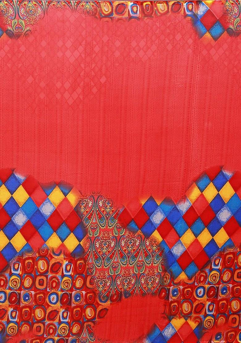 Red Embroidered Georgette Saree Set