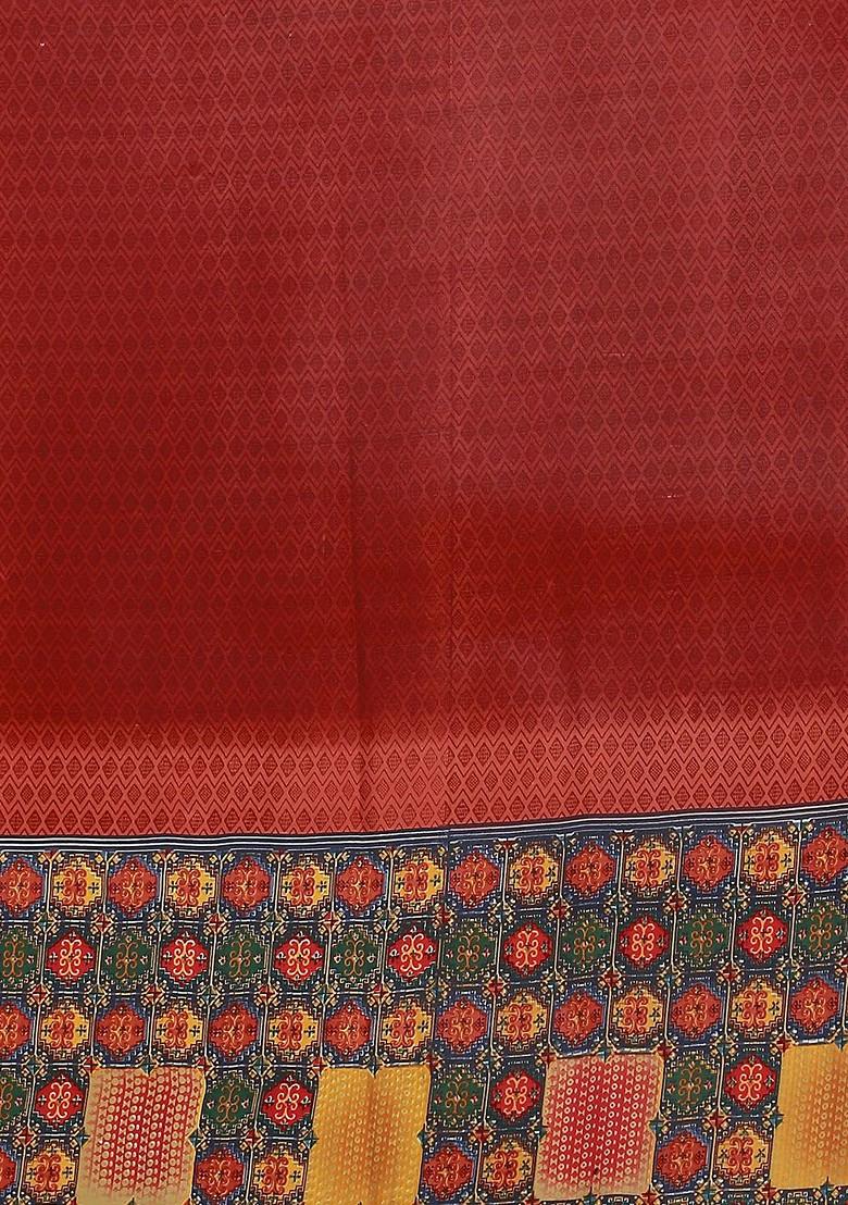 Magenta Printed Georgette Saree Set