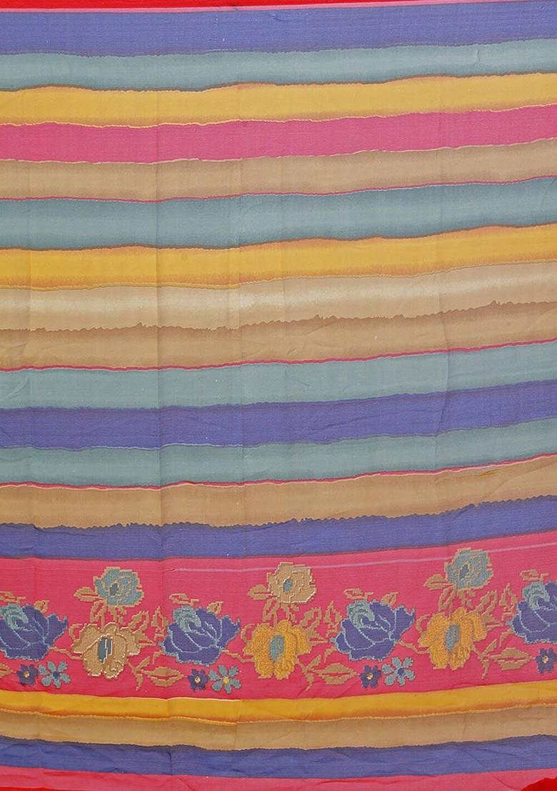 Multi Floral Georgette Saree Set (Set Of 2)