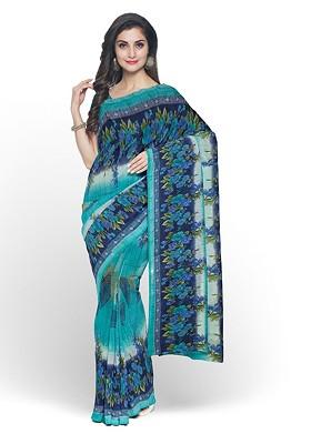 Green Floral Georgette Saree Set