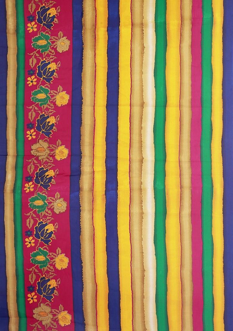 Yellow Printed Georgette Saree Set