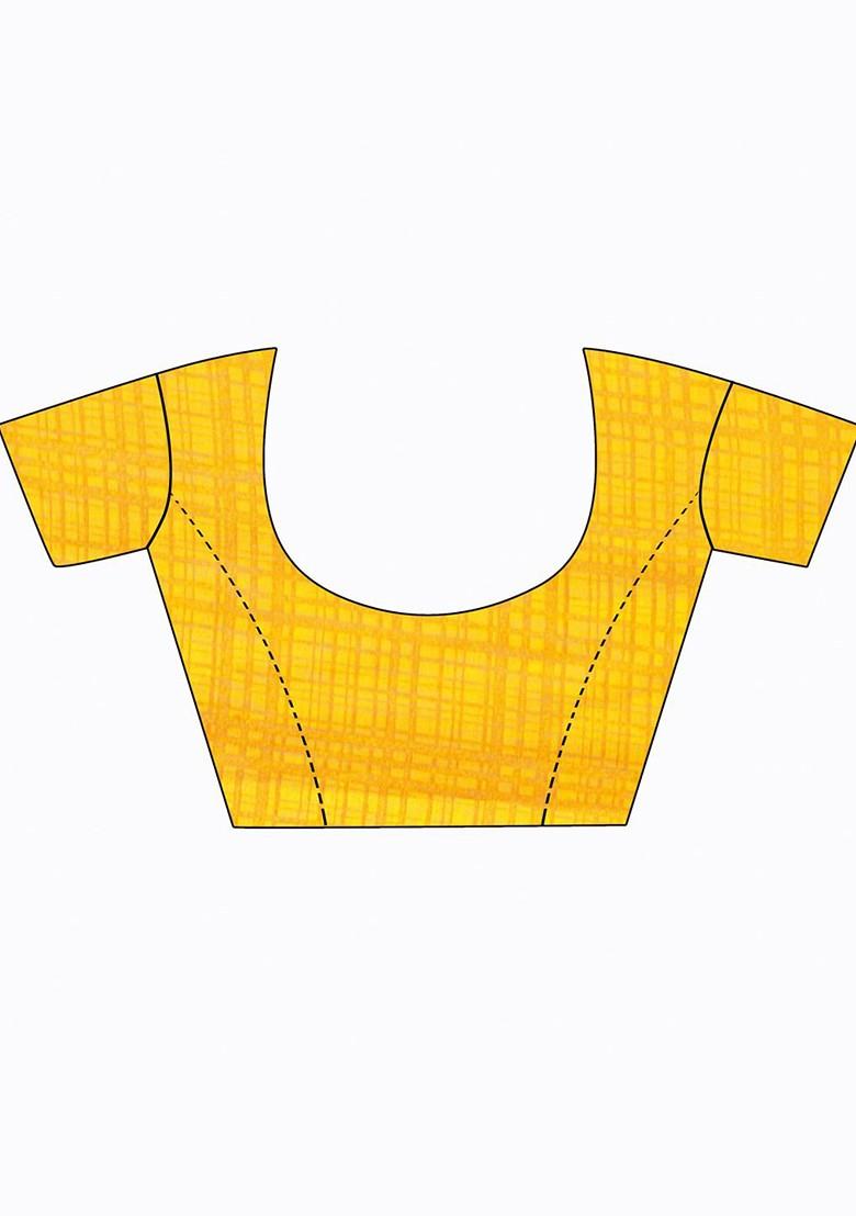 Yellow Floral Georgette Saree Set (Set Of 2)