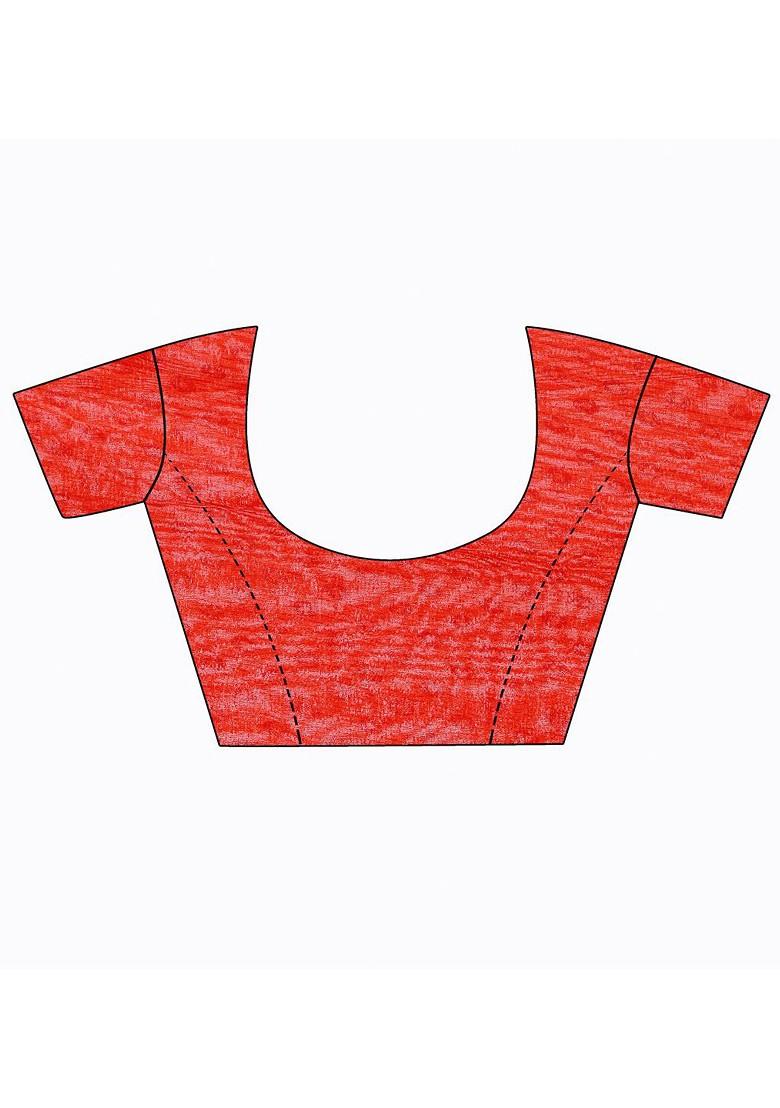 Red Floral Georgette Saree Set (Set Of 2)