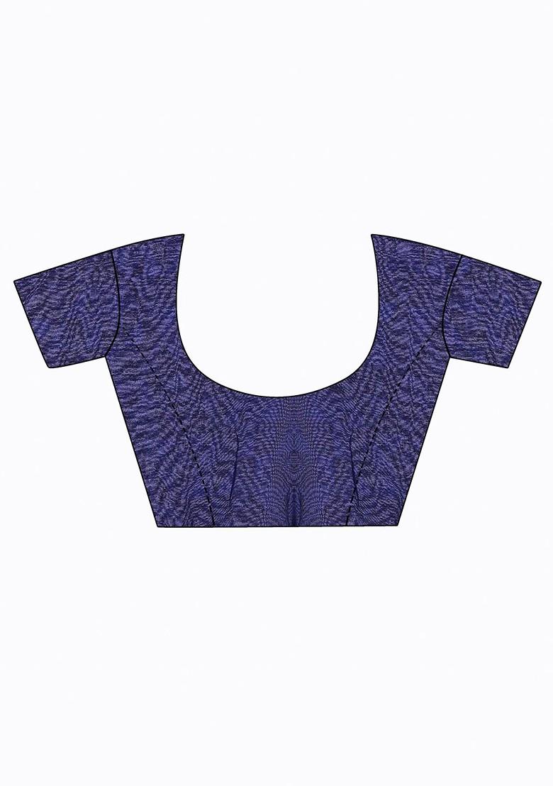 Navy Blue Printed Georgette Saree Set (Set Of 2)