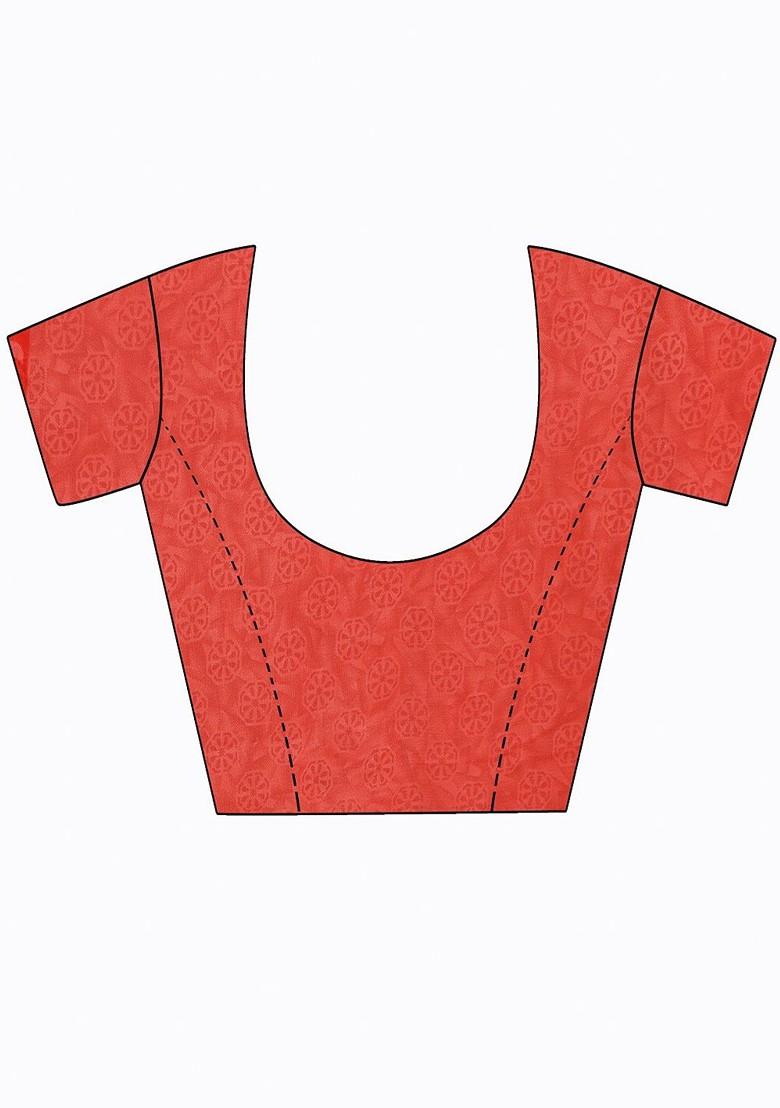 Red Floral Georgette Saree Set (Set Of 2)