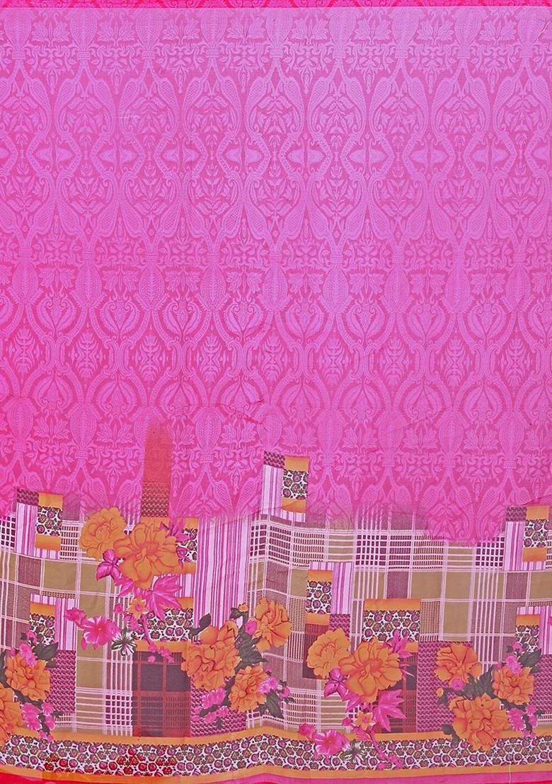 Magenta Embroidered Georgette Saree Set