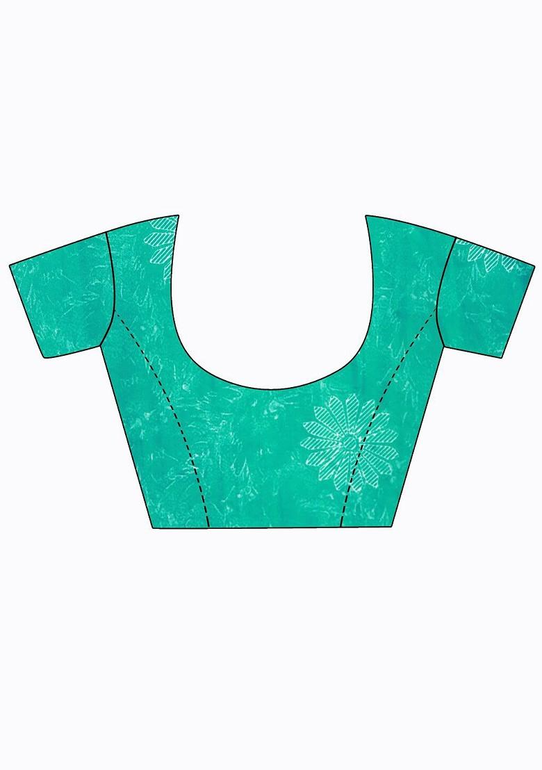 Turquoise Blue Embroidered Georgette Saree Set