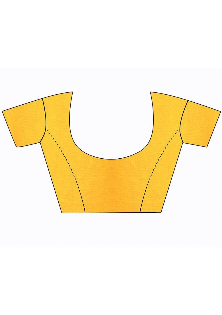 Yellow Embroidered Georgette Saree Set (Set Of 2)