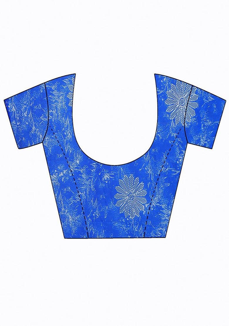 Blue Embroidered Georgette Saree Set (Set Of 2)