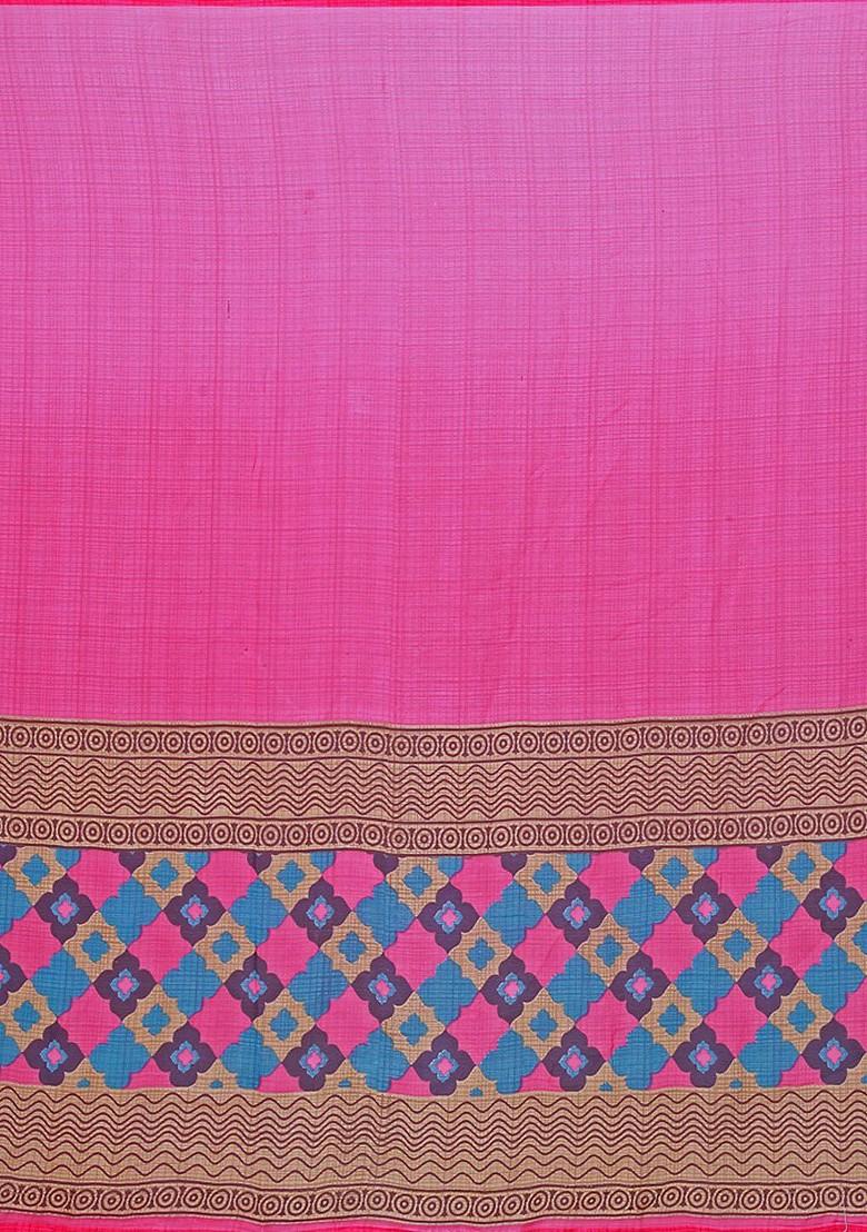 Magenta Embroidered Georgette Saree Set (Set Of 2)