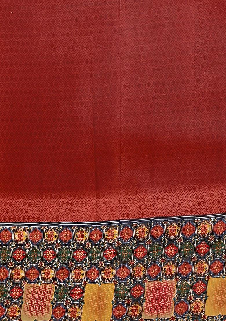 Maroon Printed Georgette Saree Set (Set Of 2)