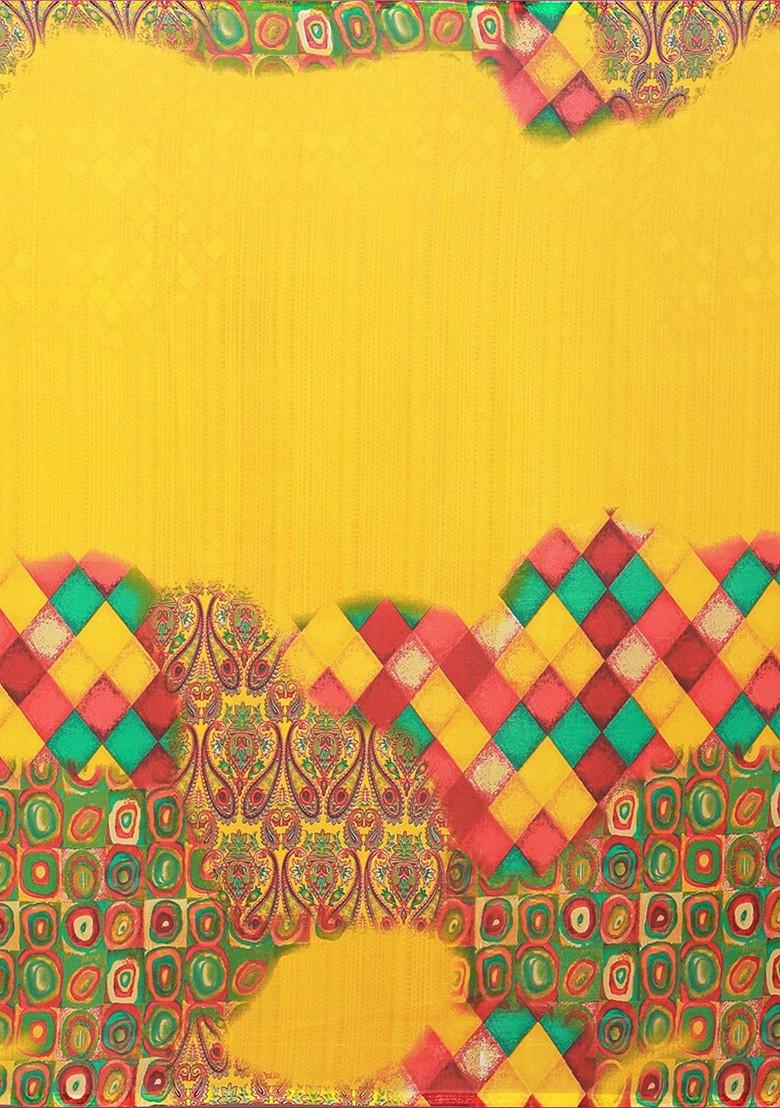 Yellow Embroidered Georgette Saree Set