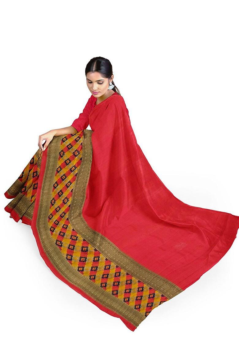 Peach Printed Georgette Saree Set