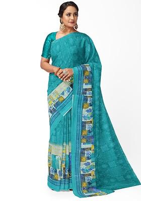Green Embroidered Georgette Saree Set