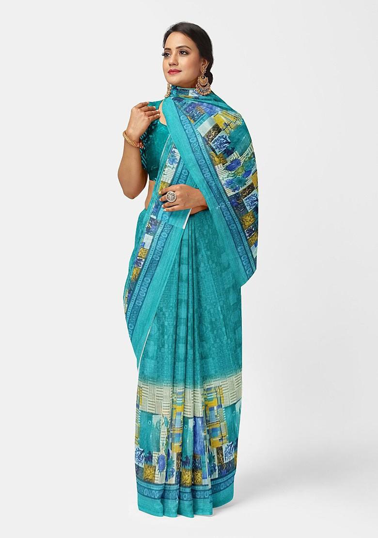 Green Embroidered Georgette Saree Set