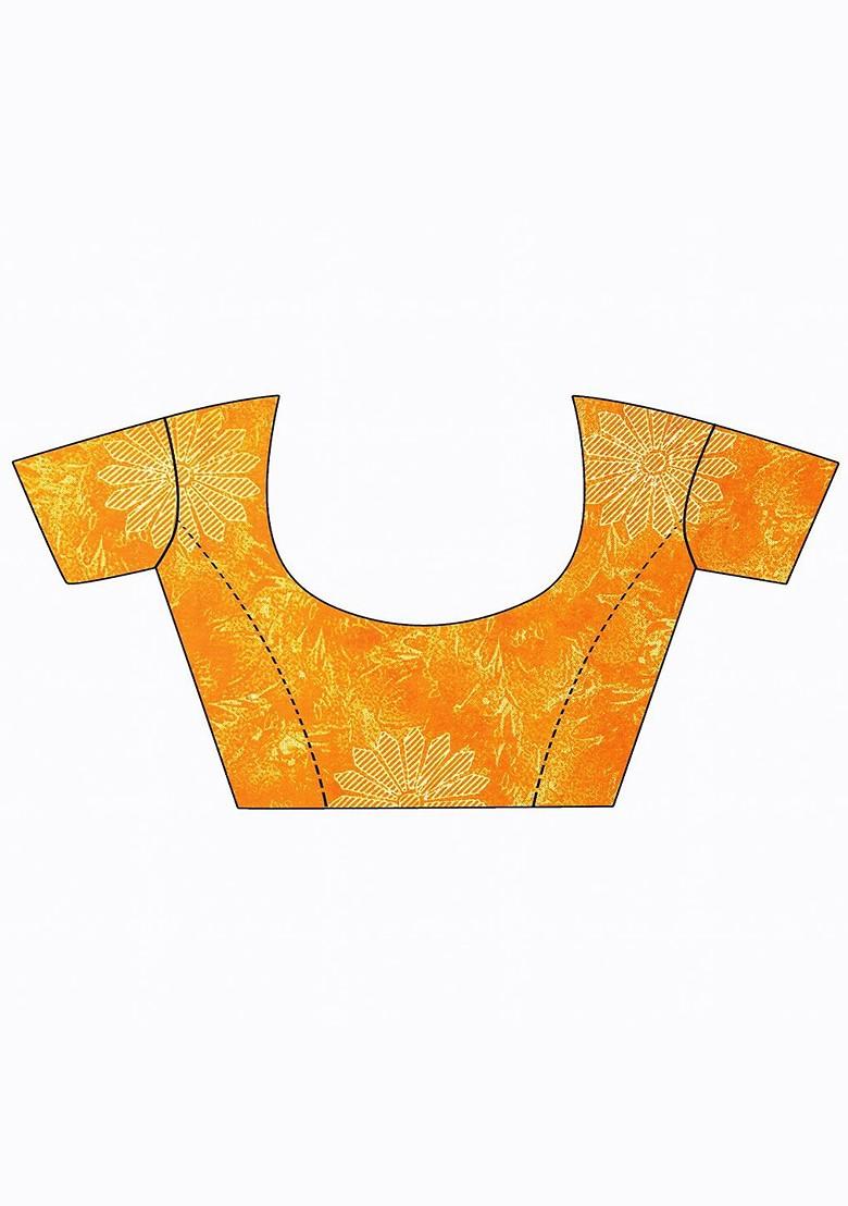 Yellow Printed Georgette Saree Set (Set Of 2)