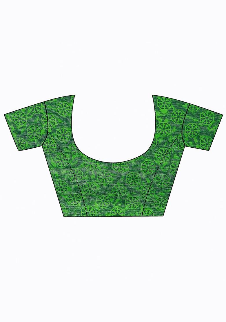 Green Embroidered Georgette Saree Set (Set Of 2)