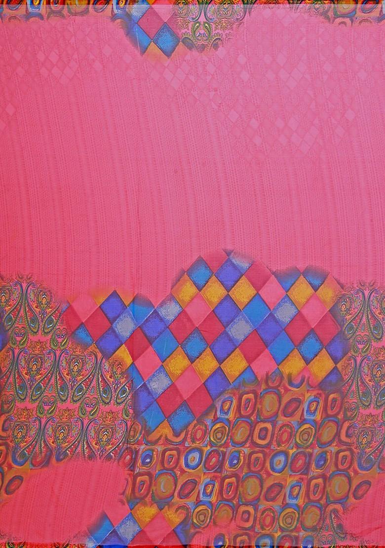 Magenta Embroidered Georgette Saree Set