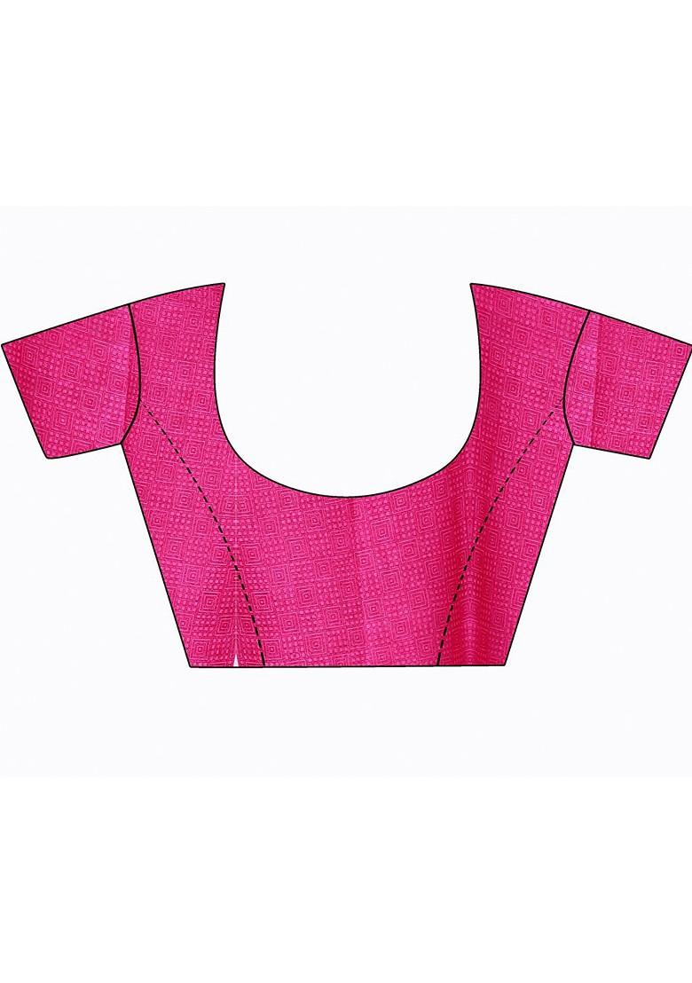 Magenta Embroidered Georgette Saree Set (Set Of 2)