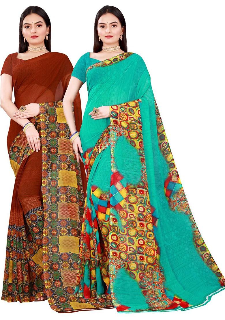 Green Embroidered Georgette Saree Set