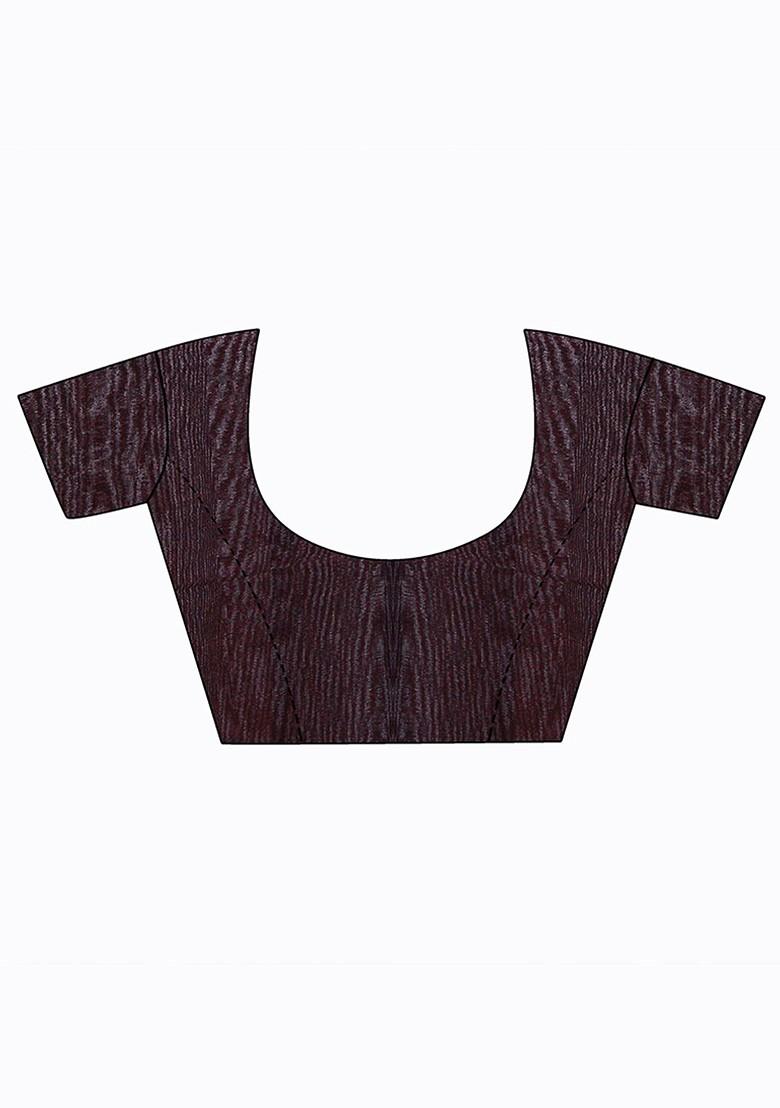 Red Printed Poly Blend Saree Set (Set Of 2)