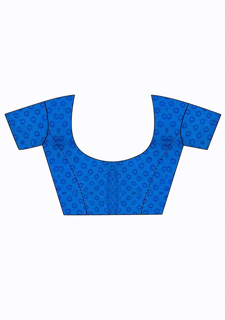 Blue Floral Georgette Saree Set (Set Of 2)