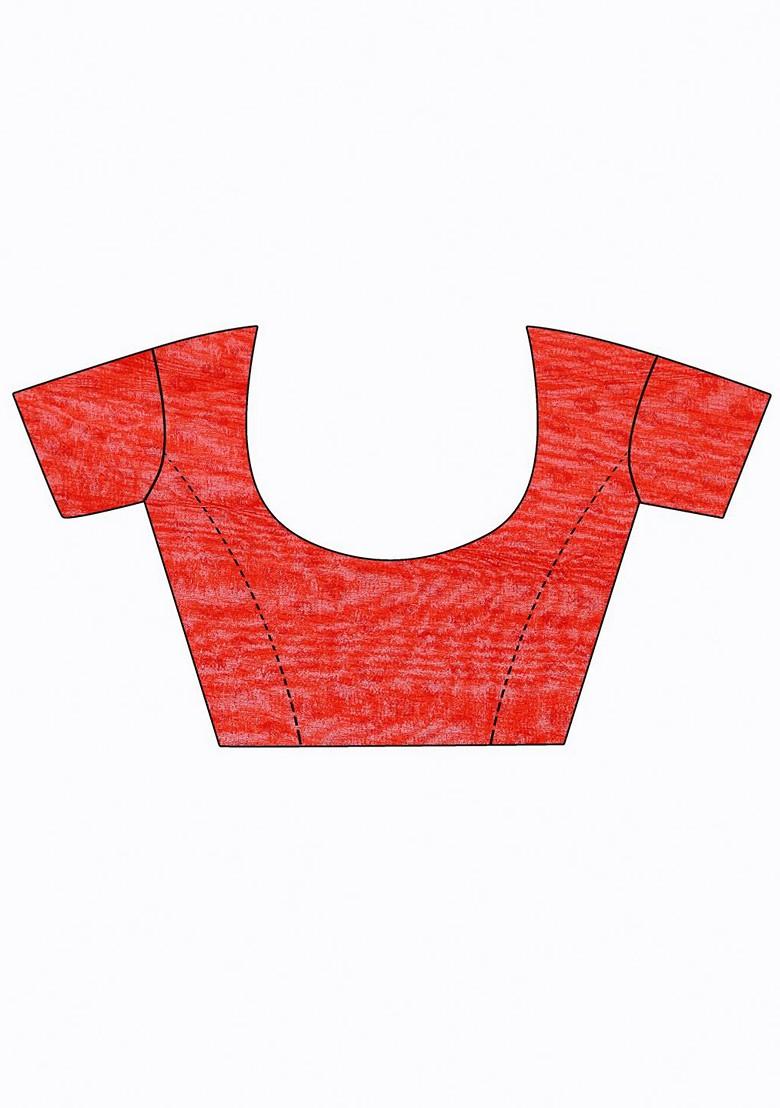 Red Printed Georgette Saree Set (Set Of 2)