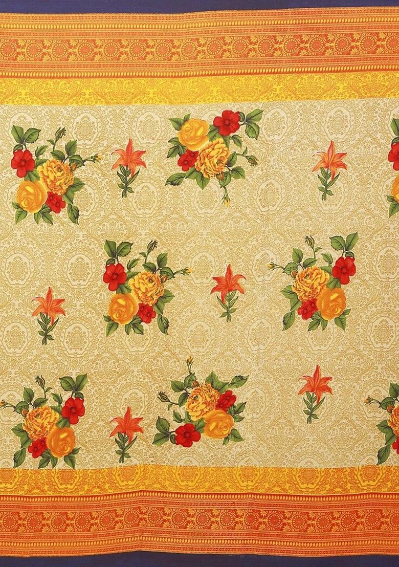 Yellow Printed Georgette Saree Set (Set Of 2)