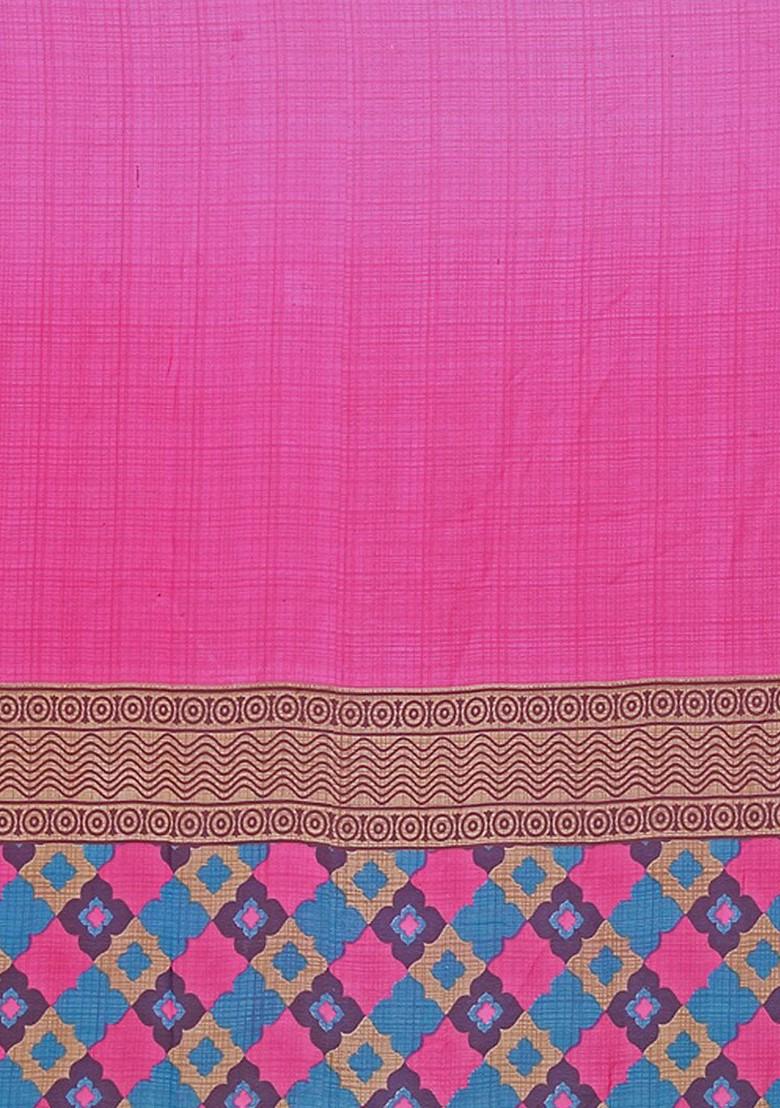 Yellow Printed Georgette Saree Set (Set Of 2)