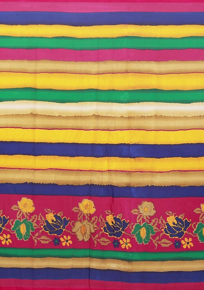 Magenta Embroidered Georgette Saree Set