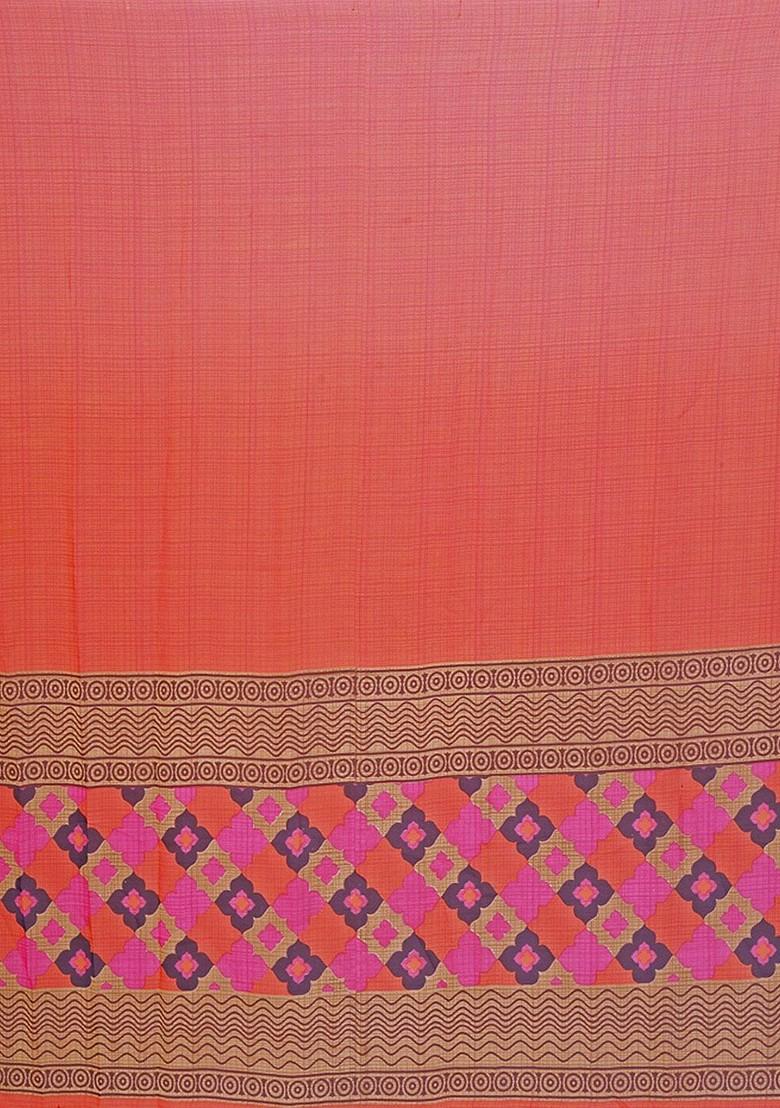 Orange Embroidered Georgette Saree Set