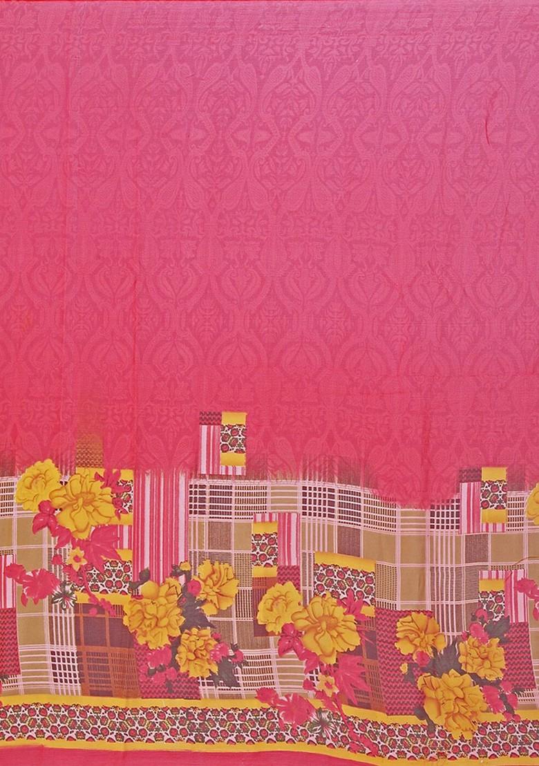 Red Floral Georgette Saree Set