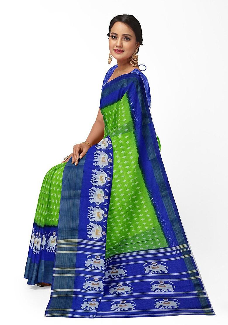 Green Embroidered Silk Saree Set
