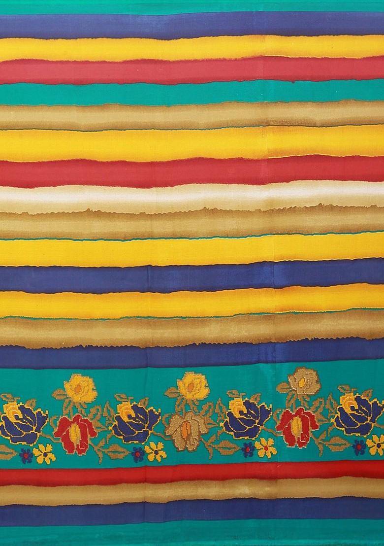 Multi Striped Georgette Saree Set (Set Of 2)