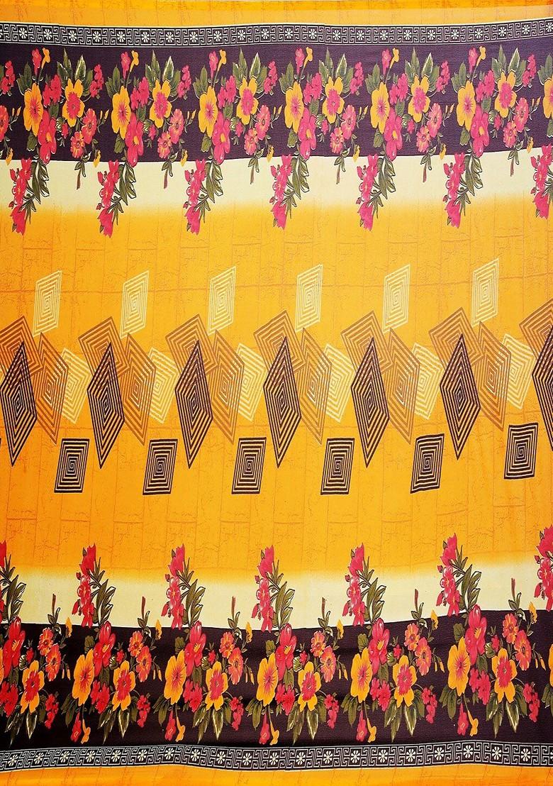 Pink Floral Georgette Saree Set (Set Of 2)